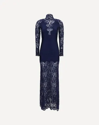 Paco Rabanne Abito lungo in pizzo e jersey Woman 38