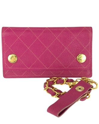 Chanel Vintage Pink Caviar Skin Chain Wallet (Authentic Pre-Loved)