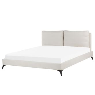 Beliani Cama Con Somier De Chenilla Beige Claro 180 X 200 Cm Base De Listones Doble Moderno Melle