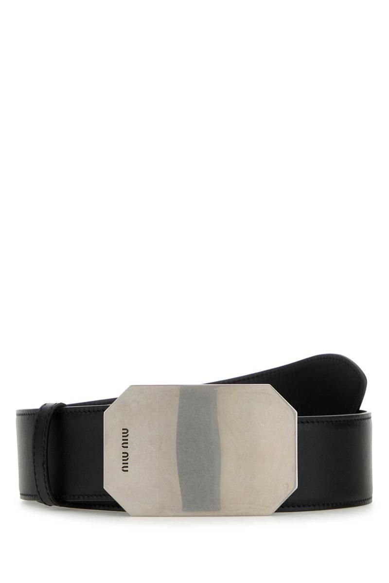 【VIP価格＊送料無料】Miu Miu Leather Belt Black ベルト Miu Miu logo-embellished Leather Belt | Black | FARFETCH