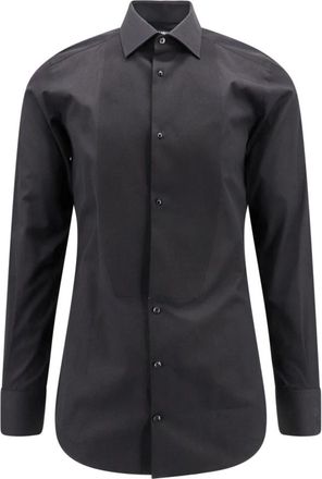 Dolce & Gabbana Cotton Poplin Gold-fit smokingoverhemd - Heren - Casual Overhemden - Zwart - M - Katoen - Overhemden