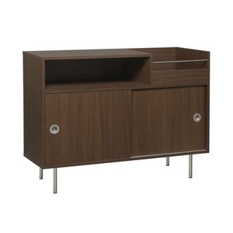 Sweeek Mueble para vinilo vintage con decoraci&oacute;n de madera y acero