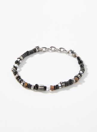 Mancino Mens Murano bead and natural stone bracelet