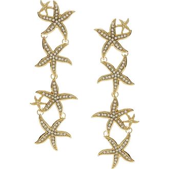 Olivia Welles Starfish Faux Pearl Trail Drop Earrings in Gold /Clear at Nordstrom Rack
