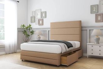 Sloomy Monaco Dumfries Divan Set 2 Drawers-26 Headboard-Footboard in Light Brown | Size: Small Double