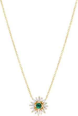 Suzanne Kalan 18kt geelgouden Evil Eye halsketting met diamant en smaragd