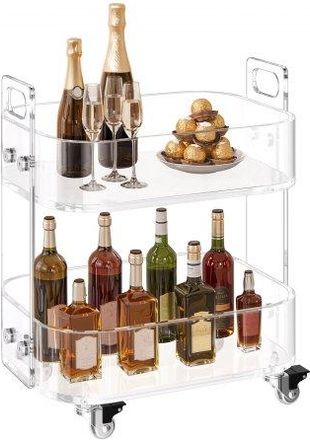 OEM Mesa Auxiliar De Acr&iacute;lico Con Ruedas 30,5 X 41,6 X 48 Cm, Carro De Acr&iacute;lico De 2 Niveles Transparente, Mesa De Centro Con Estante De Almacenamiento Pa