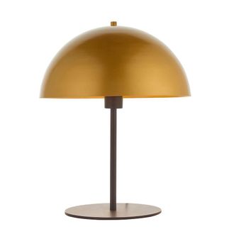 Loops Dark Bronze Table Lamp - Gold Painted Metal Dome Shade - Side Table Light
