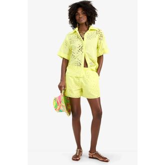 Trina Turk Triennale Cotton Eyelet Top in Citrus at Nordstrom, Size Xx-Large