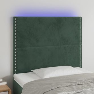 vidaXL Cabecero Con Luces Led Terciopelo Verde Oscuro 90x5x118/128 Cm Vidaxl