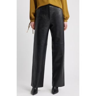 Nordstrom Wide Leg Leather Pants in Black at Nordstrom Rack, Size 8