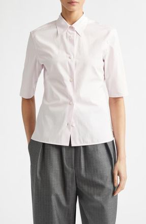 Jil Sander Slim Fit Short Sleeve Button-Up Shirt in Rose at Nordstrom, Size 42