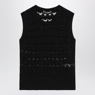 Dolce & Gabbana Top in maglia aperta senza maniche in cotone nero