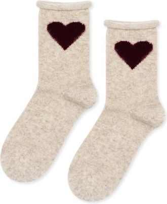 Hansel From Basel Love Cashmere Blend Crew Socks in Beige at Nordstrom