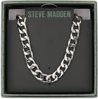 Steve Madden Small Curb Chain Necklace in Shiny Rhodium at Nordstrom Rack