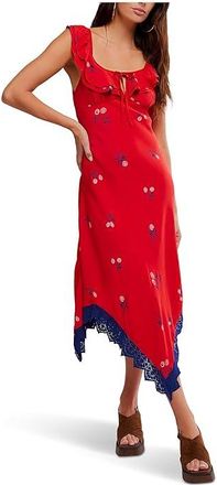 Free People Flock Together Midi Womens Dress Cherry Combo : LG (Womens 12-14), Rayon