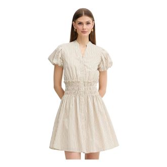 Fracomina Vestido Corto de Algod&oacute;n a Rayas - Dresses - Mujer - Beige - L