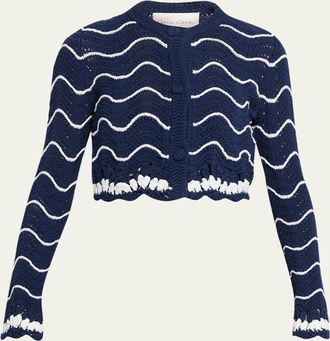 Cara Cara Louise Shrunken Cotton Crochet Cardigan