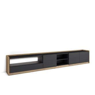 Skraut Home Mueble tv efecto madera negro y roble 310x37x50cm con Led