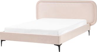 Beliani Beliani - Cama Moderna Con Somier De Terciopelo Beige Claro 140 X 200 Cm Suzette