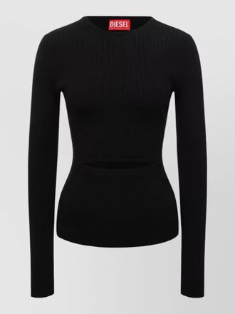 Diesel long sleeve crew neck ribbed cut out top