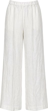 Aspesi Neutrals Elastic Waistband Linen Wide-Leg Pants