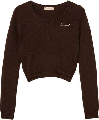Twin-Set Cropped Long-Sleeved Sweater With Fuzzy Texture