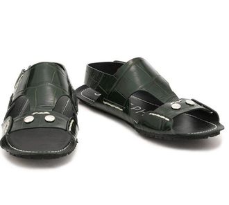 Joseph Dark Green Crocodile Print Slingback Sandals Size 35