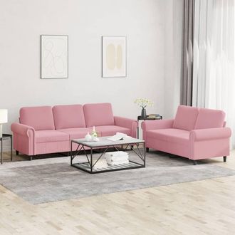 vidaXL Juego De Sof&aacute;s Con Cojines 2 Piezas Terciopelo Rosa Vidaxl