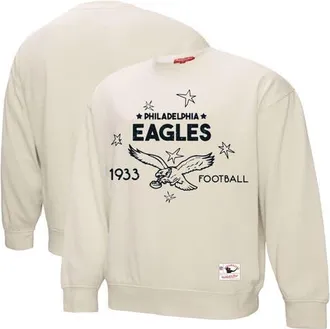 Mitchell & Ness Womens Mitchell & Ness Cream Philadelphia Eagles Shooting Stars Pullover Sweatshirt at Nordstrom, Size Xx-Large