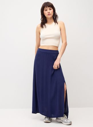 Twik Womens Textured crepe long slit skirt
