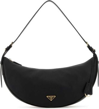 Prada Black Leather Large Prada Demi-Lune Crossbody Bag