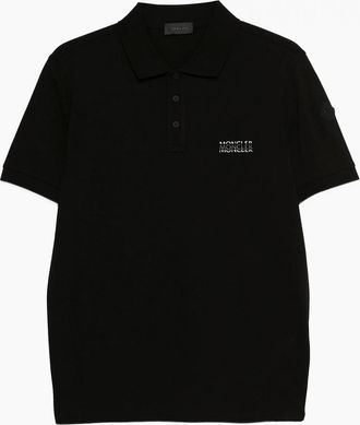 Moncler Mens BRANDED COTTON POLO - Black - Size: 38