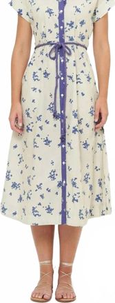 Oliphant Cap Sleeve Shirt Dress Midi Dress In Cream