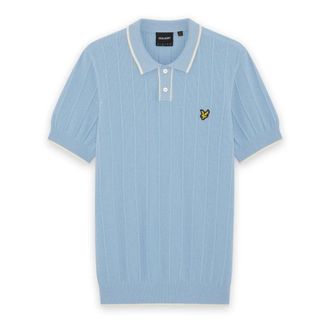 Lyle & Scott Tipped Pique Knitted Polo - Heren - Truien - Blauw - Maat: XS Katoen