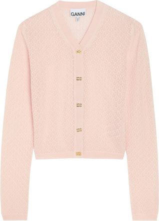 Ganni Pointelle Knit Cardigan - Light Pink - S (UK8-10 / S)
