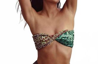 Free People Donna Convertible Bandeau Bikini Top In Soft Kelly