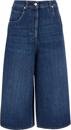 Brunello Cucinelli Dames, Korte broeken, Blauw, Maat: XS Denim