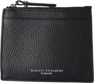 Gianni Chiarini Zwarte leren kaarthouder met rits - Dames - Portefeuilles - Zwart - ONE Size - Leer - Accessoires