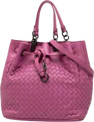 Bottega Veneta Pre-owned Bucket Bags, female, Pink, Size: ONE SIZE Pre-owned Leather Tote Bag
