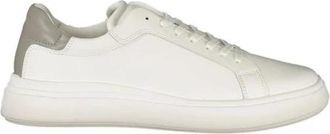 Calvin Klein Witte polyester sportsneakers met grijze details - Heren - Sneakers - Wit - 44 EU - Polyester - Schoenen