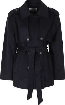 IVY & OAK Blue Notched Collar Short Wool Coat