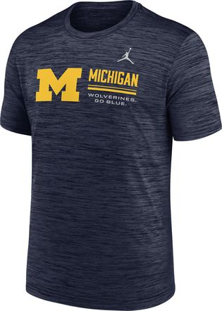 Nike Mens Michigan Sideline Velocity Jordan Brand Dri-FIT College T-Shirt in Blue | 0JER41SMWN-PCW
