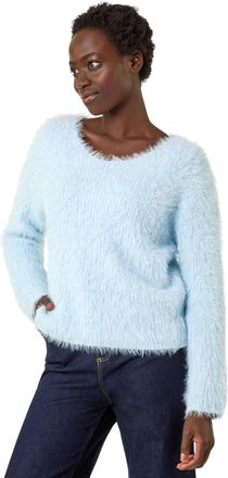 Roman V-Neck Fluffy Knit Jumper