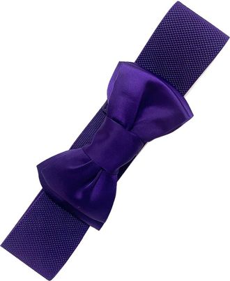 Banned 1950s Elasticated Bow Rockabilly Belt - Purple (Small - UK 8-14)