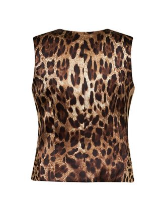 Dolce & Gabbana Womens Vest Leo-Print Multicolour Cotton Waistcoats & Gilets