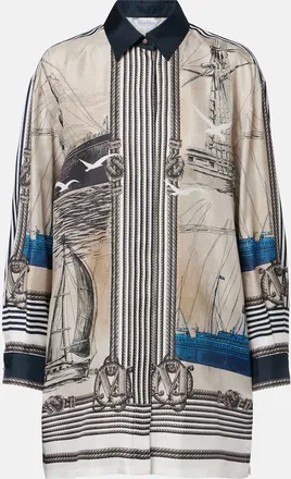 Max Mara Oversized printed silk twill shirt