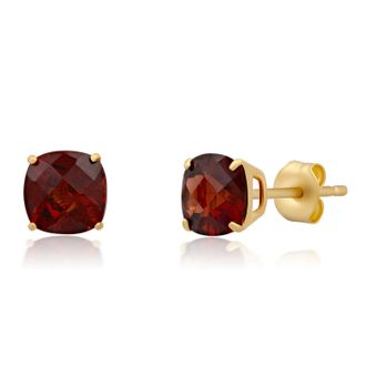 MAX + STONE 14k Yellow Gold 6MM Cushion Cut Gemstone Stud Earrings