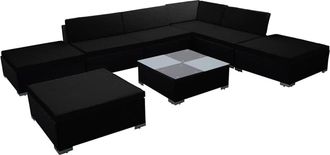 vidaXL Set De Sof&aacute;s De Jard&iacute;n 8 Piezas Y Cojines Rat&aacute;n Sint&eacute;tico Negro Vidaxl