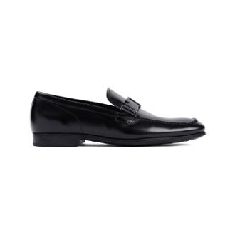 Tod's Black Polished Leather Loafers-Uomo